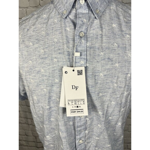 NEW Denim & Flower Mens SZ L Short Sleeve Button Down Shirt Palm Tree Print - Picture 7 of 9